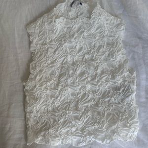 Zara White Textured Cropped Shirt